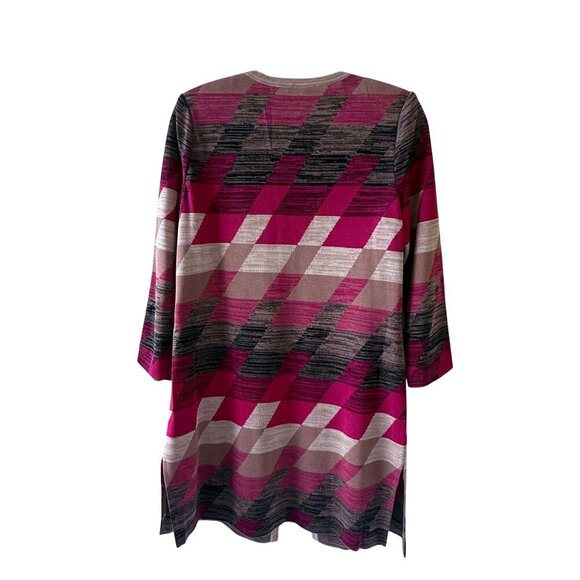 Misook Size XS Geometric Striped Open-Front Cardigan Sweater Duster Lagenlook - Picture 4 of 8